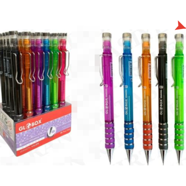 GLOBOX 3949 SİLGİLİ SHAKİNG MEKANİK 0.7MM VERSATİL KALEM 24LÜ