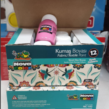 NOVACOLOR NC-192 SIVI KUMAŞ BOYASI 12 RENK 30ML (BOX12) NOVACOLOR NC-192 SIVI KUMAŞ BOYASI 12 RENK 30ML (BOX12)