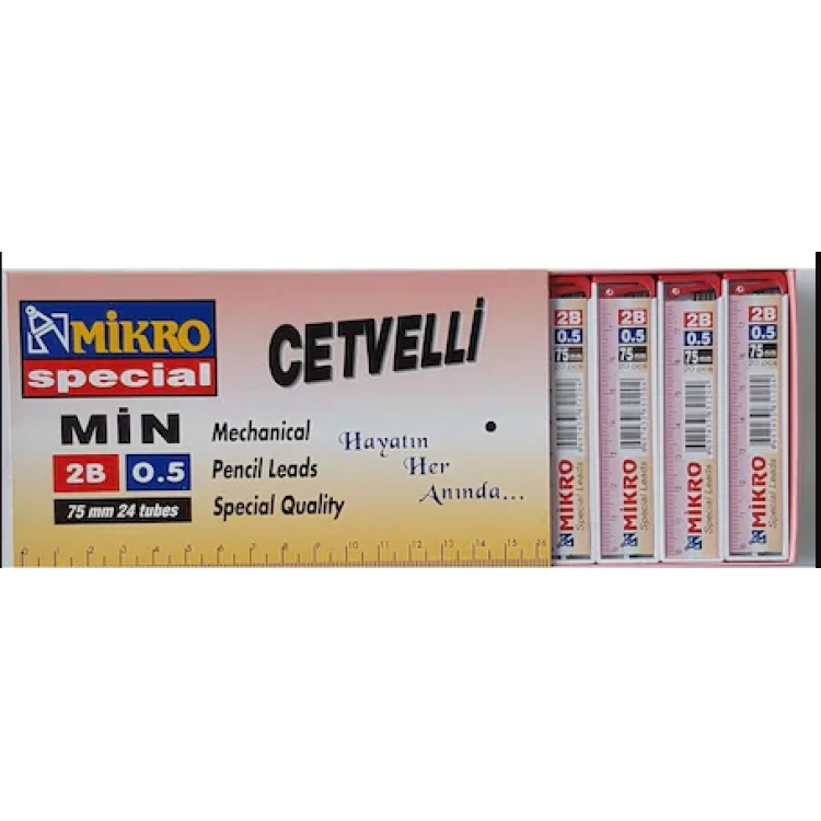 Mikro M-750-05 Cetvelli 2B 20li Tüp Kalem Versatil Ucu 75 mm 0.5 (24 Tüp)