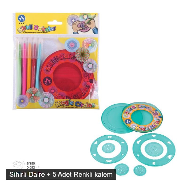 Sihirli Daire + 5 Adet Renkli kalem cetvel *K