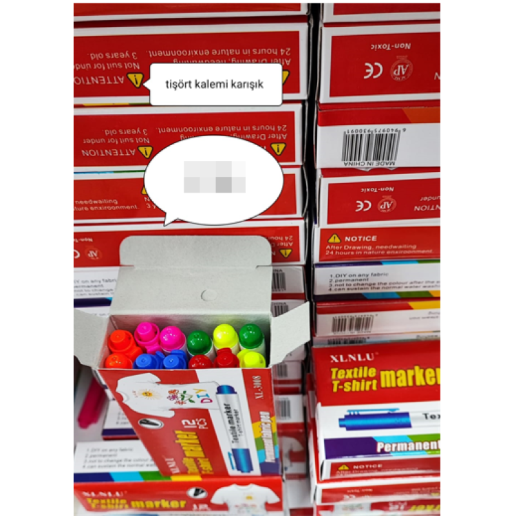 TEKSTİL TŞÖRT BOYAMA KALEMİ 12Lİ