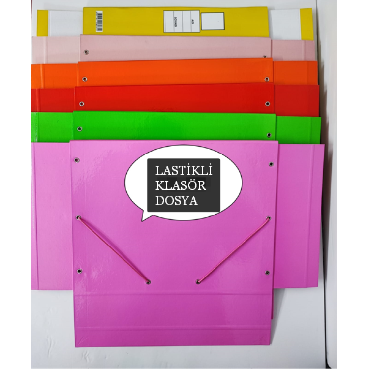 Kulpsuz Lastikli Kutu Klasör (Öğrenci Faaliyet Dosyası) RENKLİ