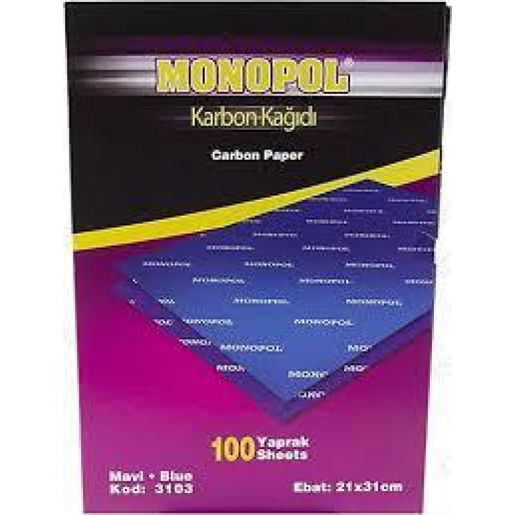 MONOPOL 3103 KARBON KAĞIDI MAVİ 21X31 (BOX100) a4
