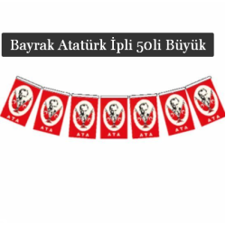 Büyük İpli Kağıt Bayrak 40li -Atatürk- 10lu lastikli