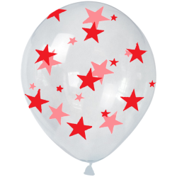 Hazır Baskı Balon Full Yıldız Şeffaf'a Kırmızı