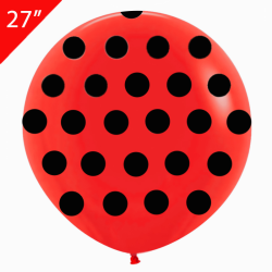 Hazır Baskılı Balon 27'' Kırmızıya Siyah Puanlı Jumbo