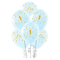 Altın Bir Yaş Baskılı Mavi 12inc Balon 100lü