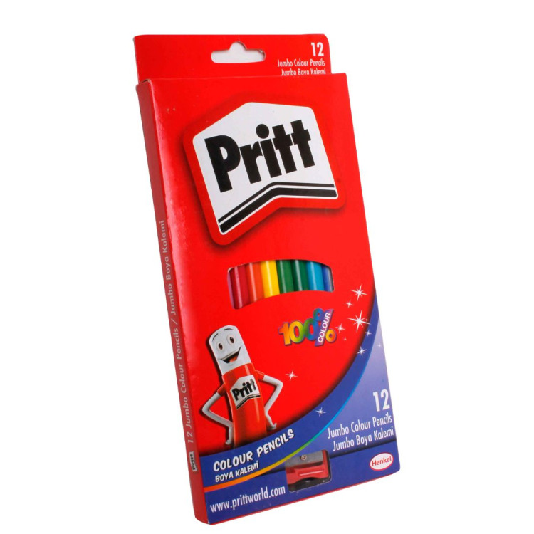 PRİTT JUMBO ÜÇGEN BOYA KALEMİ 12 RENK KARTON KUTU PRİTT JUMBO ÜÇGEN BOYA KALEMİ 12 RENK KARTON KUTU