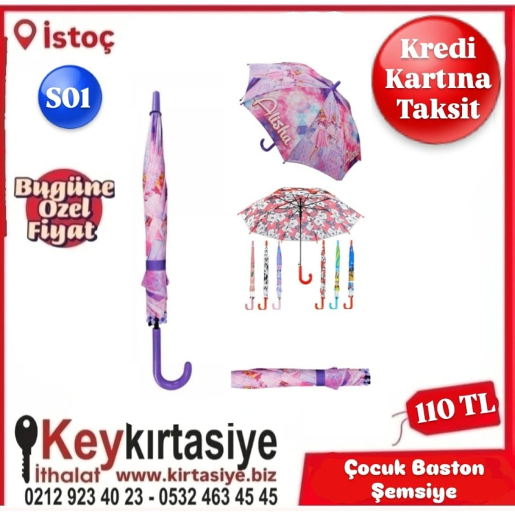 ŞEMSİYE S01k ÇOCUK BASTON ŞEMSİYE kız