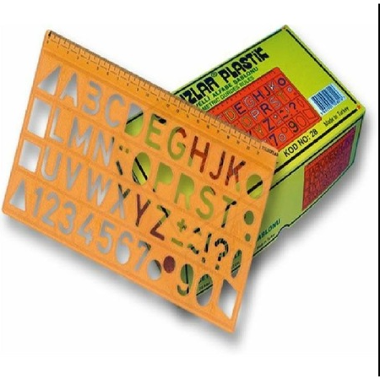 YILDIZLAR CETVELLİ HARF ŞABLONU CETVEL 22CM (BOX24)
