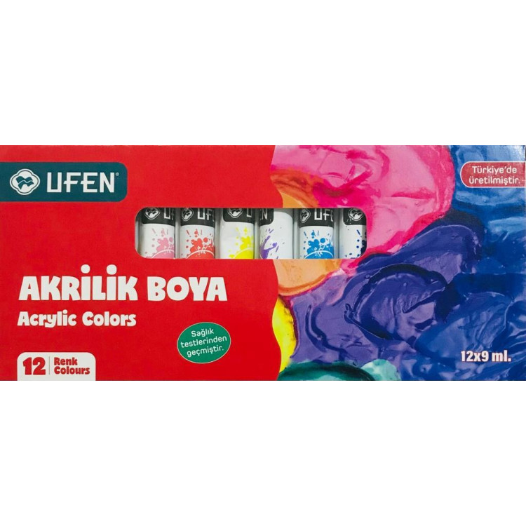 UFEN TÜP AKRİLİK BOYA 12 RENK 9 ML.
