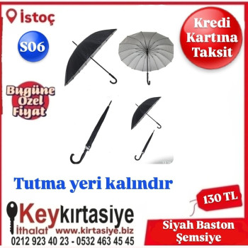 ŞEMSİYE S06 SİYAH BASTON ŞEMSİYE 12tel KADIN ŞEMSİYE S06 SİYAH BASTON ŞEMSİYE 12tel KADIN