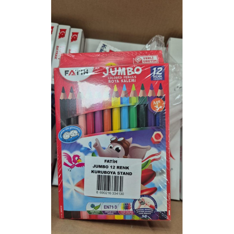 FATİH 33412 JUMBO KURU BOYA KALEMİ 12 RENK