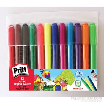 PRİTT 12 RENK KEÇELİ KALEM JUMBO PRİTT 12 RENK KEÇELİ KALEM JUMBO