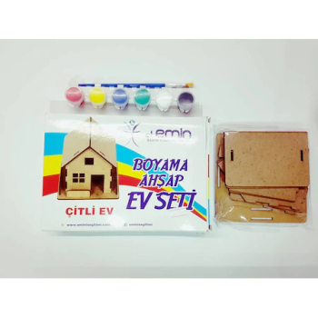 Boyama Ahşap Çitli Ev Seti Boyama Ahşap Çitli Ev Seti