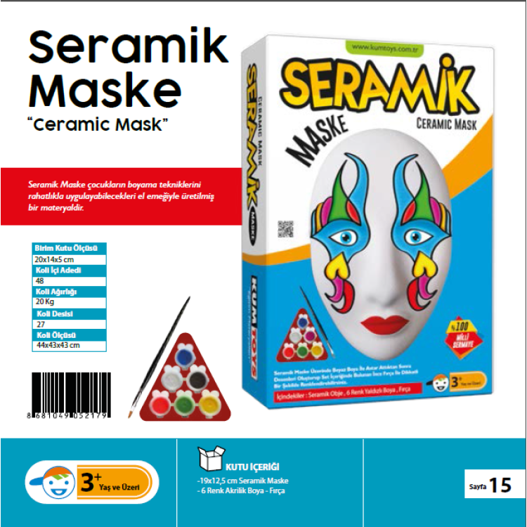 KUMTOYS SERAMİK MASKE BOYANABİLİR