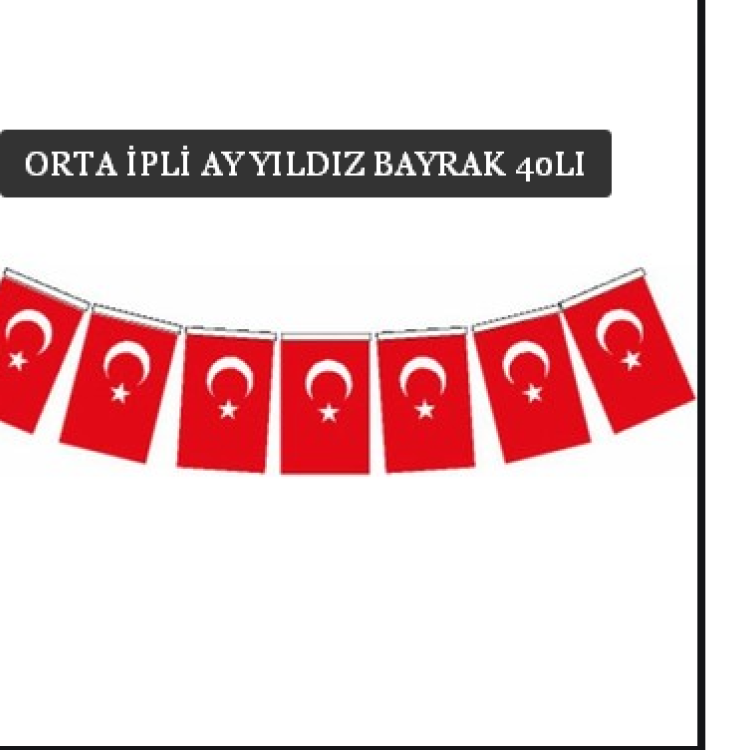 Orta İpli Kağıt Bayrak 40li -Atatürk- 10lu lastikli