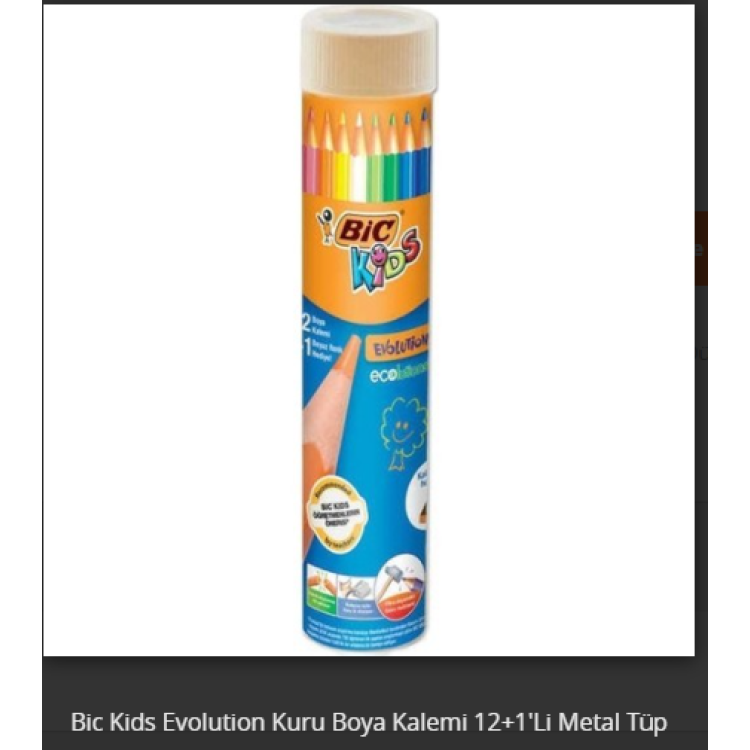 Bic Kids Evolution Kuru Boya Kalemi 12+1Li Metal Tüp