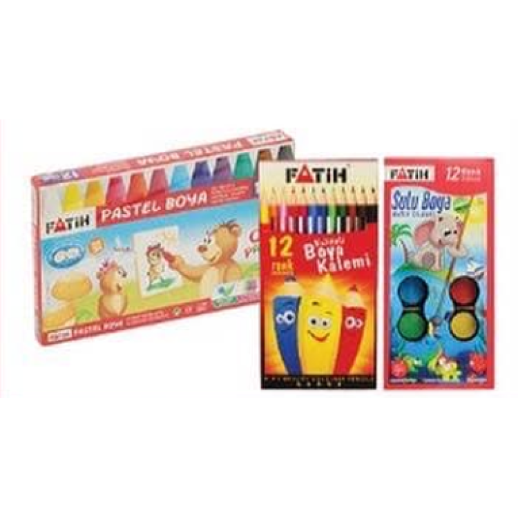 FATİH 12RENK PASTEL+KURU+SULU 3LÜ SET *K