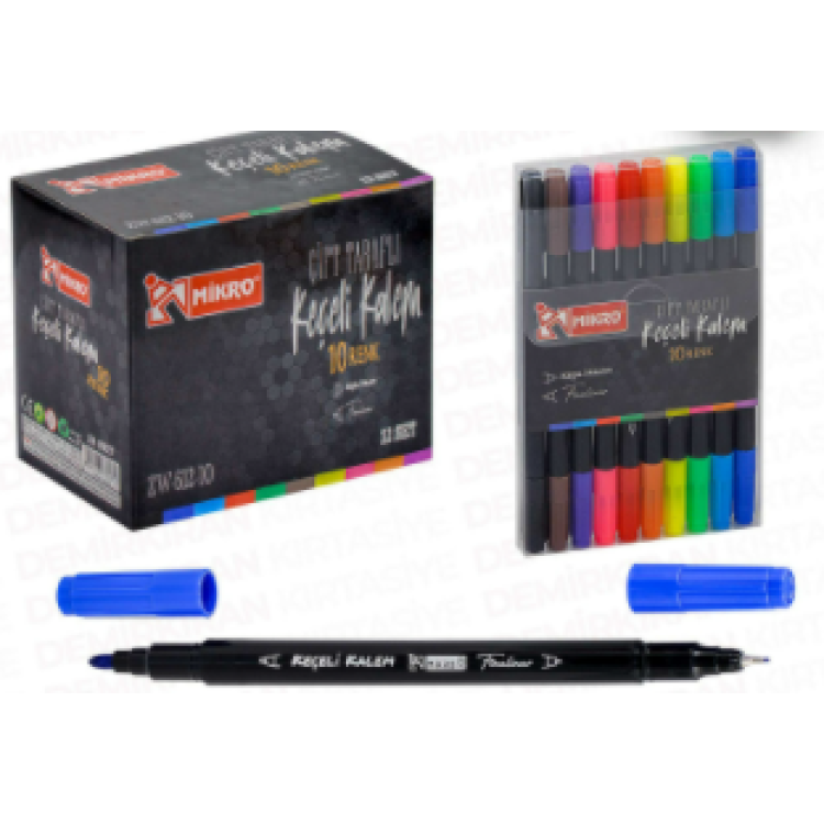 MİKRO ZW-612-10 KEÇELİ KALEM 10 RENK ÇİFT TARAFLI (BOX12) MİKRO ZW-612-10 KEÇELİ KALEM 10 RENK ÇİFT TARAFLI (BOX12)