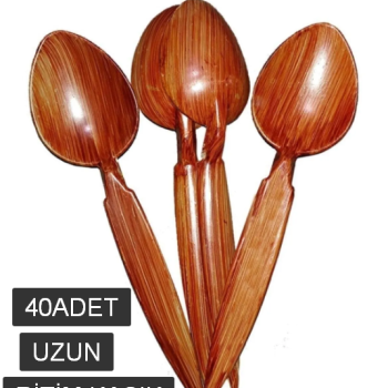 PLASTİK UZUN OYUN (RİTİM) KAŞIĞI 4OLI kaşık (ahşap görünümlü) *23nisan