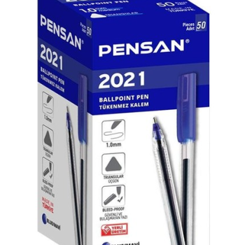 PENSAN ŞEFFAF ÜÇGEN 2021 TÜKENMEZ KALEM MAVİ 50 Lİ PENSAN ŞEFFAF ÜÇGEN 2021 TÜKENMEZ KALEM MAVİ 50 Lİ