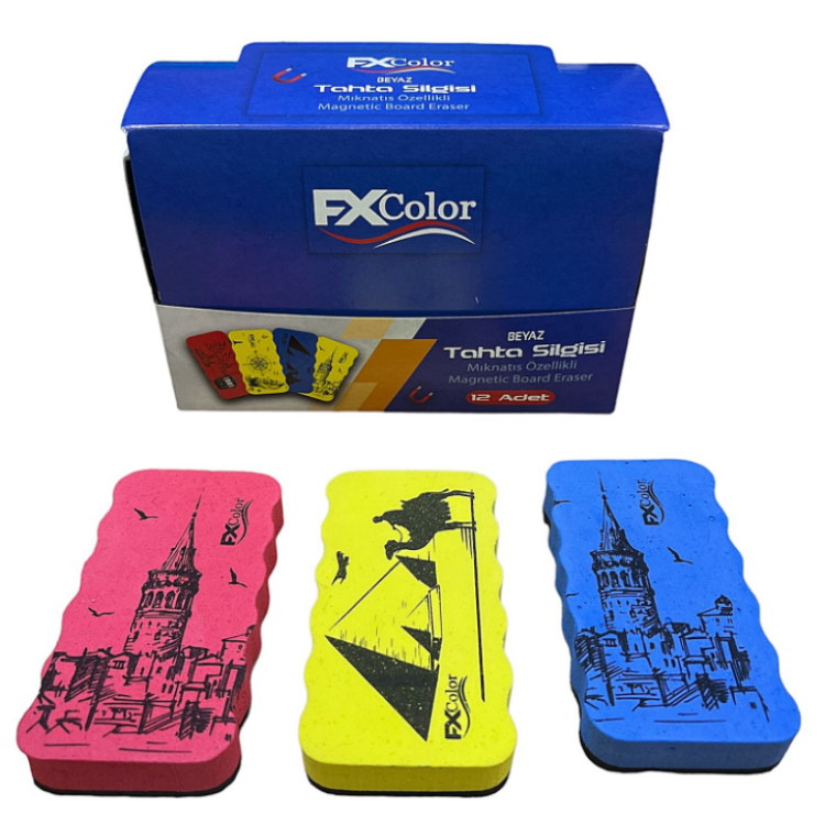 FX COLOR EVA MIKNATISLI TAHTA SİLGİSİ 12 Lİ