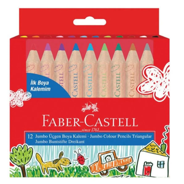 FABER KURU BOYA KALEMİM JUMBO ÜÇGEN 12 RENK