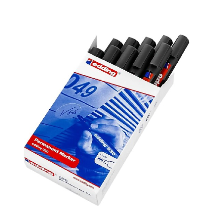 EDDİNG 330 KESİK UÇ KALEM MAVİ 10LU KOLİ KALEMİ
