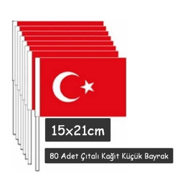 Çıtalı Kağıt Bayrak 80li -Ay Yıldız- küçük boy sopalı *23nisan Çıtalı Kağıt Bayrak 80li -Ay Yıldız- küçük boy sopalı *23nisan