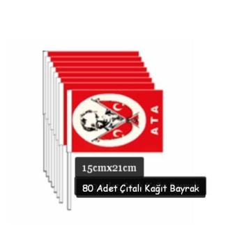 Çıtalı Kağıt Bayrak 80li -Atatürk- küçük boy sopalı *23nisan Çıtalı Kağıt Bayrak 80li -Atatürk- küçük boy sopalı *23nisan