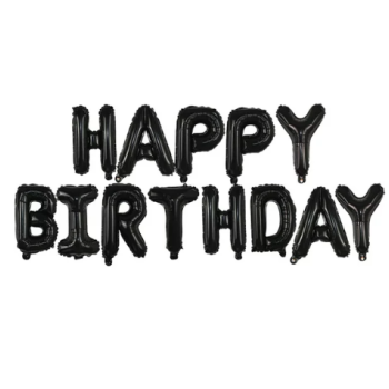 16” Siyah Happy Birthday Folyo Balon 40cm 16” Siyah Happy Birthday Folyo Balon 40cm