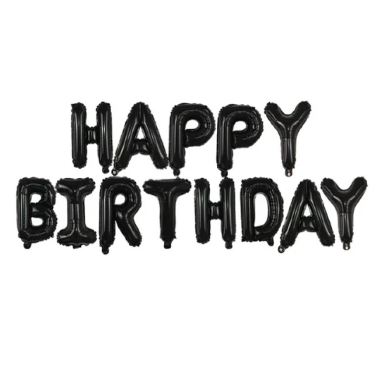 16” Siyah Happy Birthday Folyo Balon 40cm