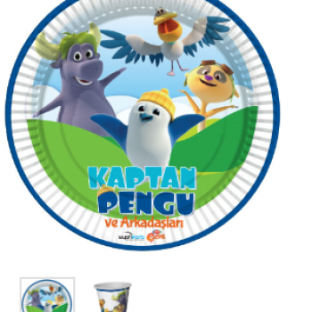 Tabak-Bardak Lisanslı Kaptan Pengu 8'li Tabak-Bardak Lisanslı Kaptan Pengu 8'li