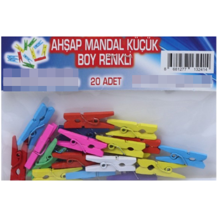 Ahşap Renkli Mandal (Küçük Boy 20'Li)