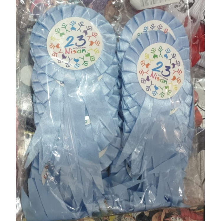 23 NİSAN YAKA KOKART KURDELELİ 25Lİ MAVİ