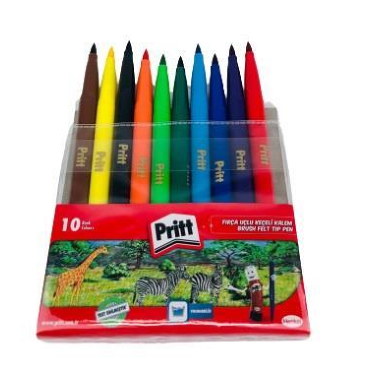 PRİTT FIRÇA UÇLU 10 RENK KEÇELİ KALEM
