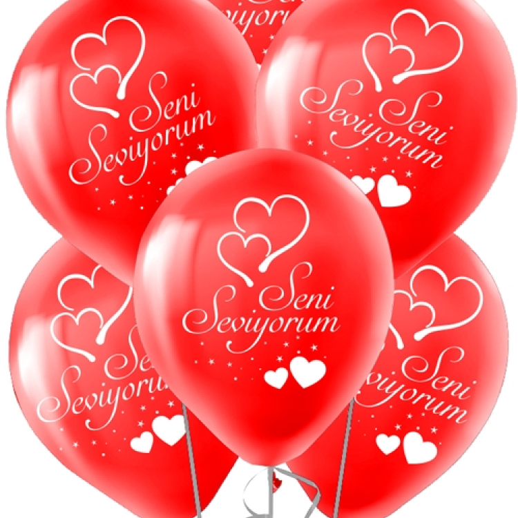 Pastel Balon Baskılı 100lü -Seni Seviyorum-