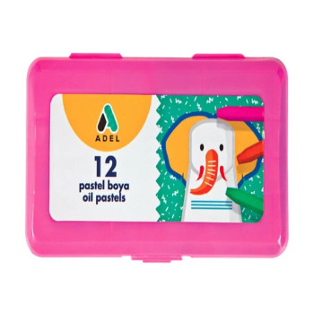 ADEL PASTEL BOYA 12 RENK PEMBE PLASTİK KUTU #2 ADEL PASTEL BOYA 12 RENK PEMBE PLASTİK KUTU #2