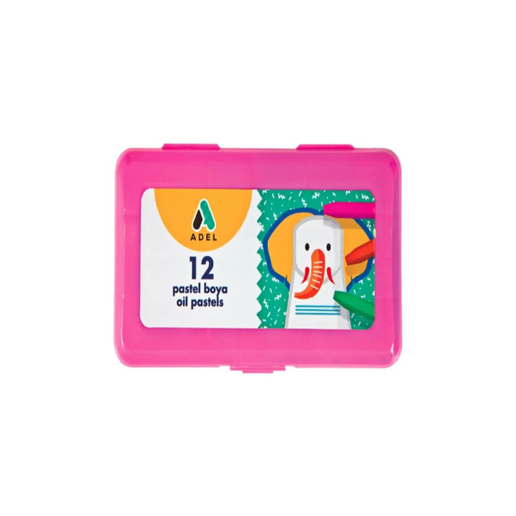 ADEL PASTEL BOYA 12 RENK PEMBE PLASTİK KUTU