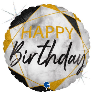 Folyo Balon Grabo 18" P. Marble Happy Bırthday Black Folyo Balon Grabo 18" P. Marble Happy Bırthday Black
