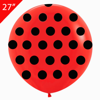 Hazır Baskılı Balon 27'' Kırmızıya Siyah Puanlı Jumbo Hazır Baskılı Balon 27'' Kırmızıya Siyah Puanlı Jumbo