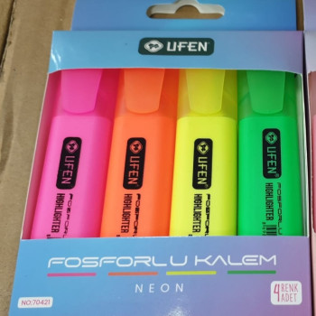 UFEN 70421 FOSFORLU İŞARET KALEM 4LÜ SET NEON UFEN 70421 FOSFORLU İŞARET KALEM 4LÜ SET NEON