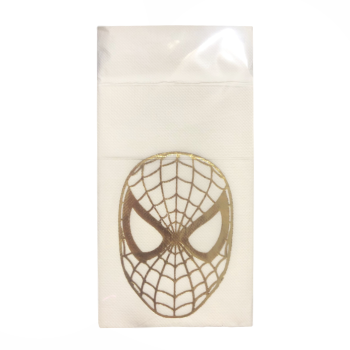 Peçete Dikdörtgen Spiderman Beyaz'a Altın Baskı Cepli 12'li Peçete Dikdörtgen Spiderman Beyaz'a Altın Baskı Cepli 12'li