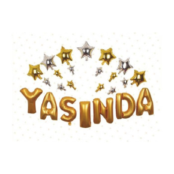 YAŞINDA GOLD YILDIZLI FOLYO BALON YAŞINDA GOLD YILDIZLI FOLYO BALON