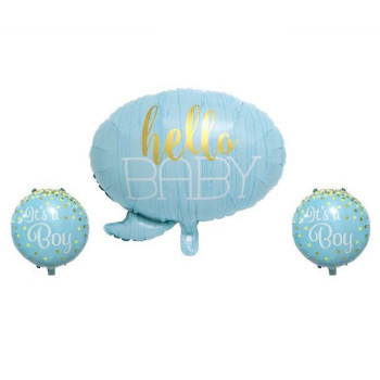 Hello Baby 3’lü Mavi Set Folyo Balonu Hello Baby 3’lü Mavi Set Folyo Balonu