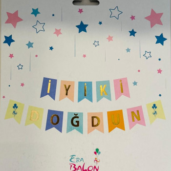 Banner İyi Ki Doğdun Makaron-Altın Banner İyi Ki Doğdun Makaron-Altın