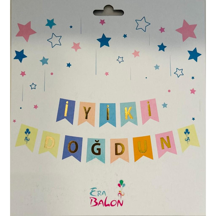 Banner İyi Ki Doğdun Makaron-Altın