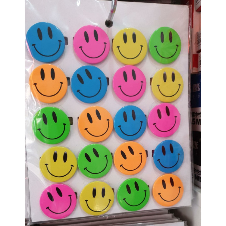 Renkli Gülen Yüz Rozet 20li