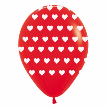 Hazır Baskı Balon Full Kalp Kırmızı'ya Beyaz 100lü Hazır Baskı Balon Full Kalp Kırmızı'ya Beyaz 100lü